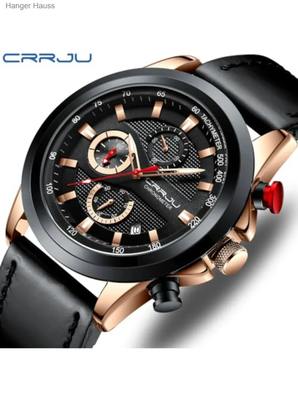Men's Business Casual Chronograph Quartz Waterproof Wristwatch with Leather